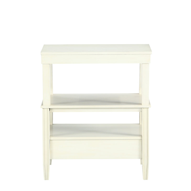 Table de chevet blanche classique classique avec espace de rangement pratique attrayant pour une chambre à coucher exquise