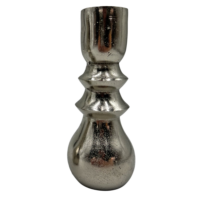 6.5" H Aluminum Taper Candlestick, Silver
