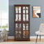 Vitrine Curio, vitrine antique avec portes en verre et tablettes réglables pour objets de collection.-206140233