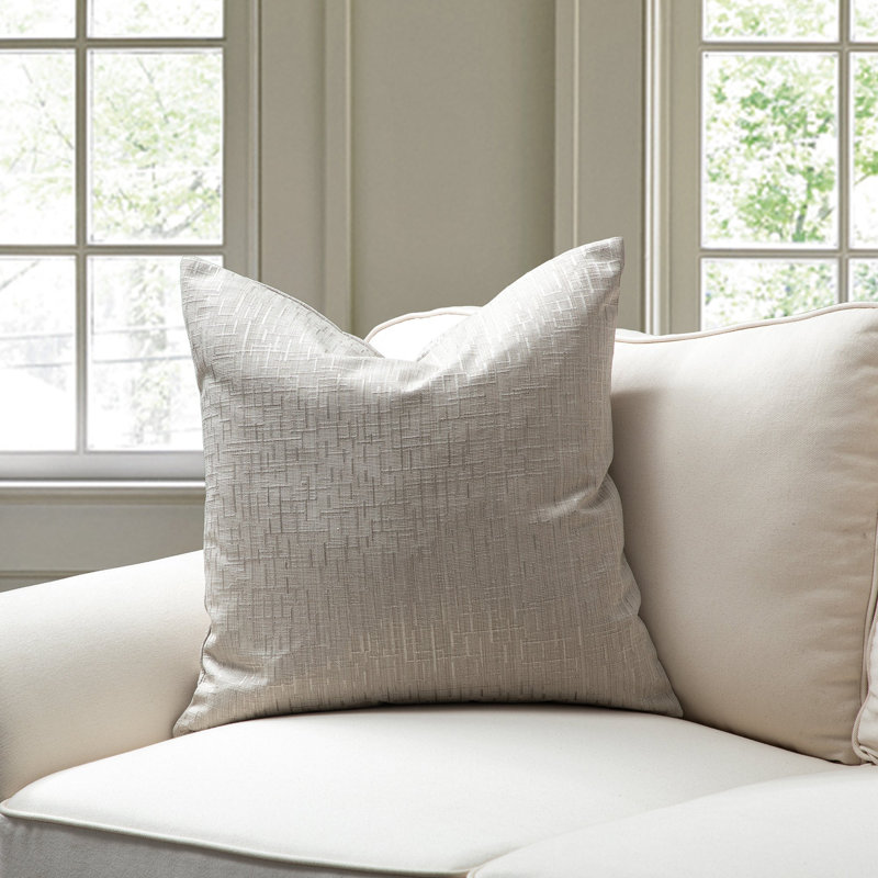 Housse de coussin carré en mélange de coton SEATTLE SOLID, Beige, Housse de coussin seulement - sans coussin