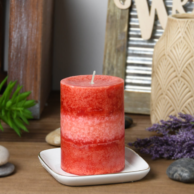 Fresh Picked Apples Scented Pillar Candle, 4" H x 3" W x 3" D, 1