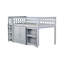Lit mezzanine simple avec espace de rangement et bureau en bois d'hévéa gris-379008000