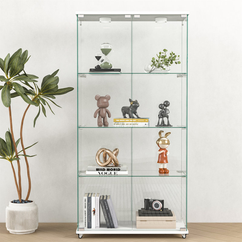 Vitrine moderne en verre avec lumières DEL, Blanc