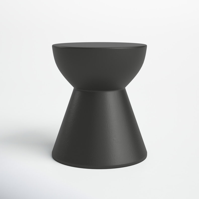 Concorde 14.5'' Black Concrete Round Outdoor Side Table