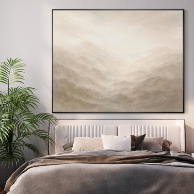 Très grande reproduction d'art sur toile - Nuage de brume neutre doux, décor de paysage pour le salon ou la chambre à coucher - «Assemblage requis du cadre (cadre non fini)»