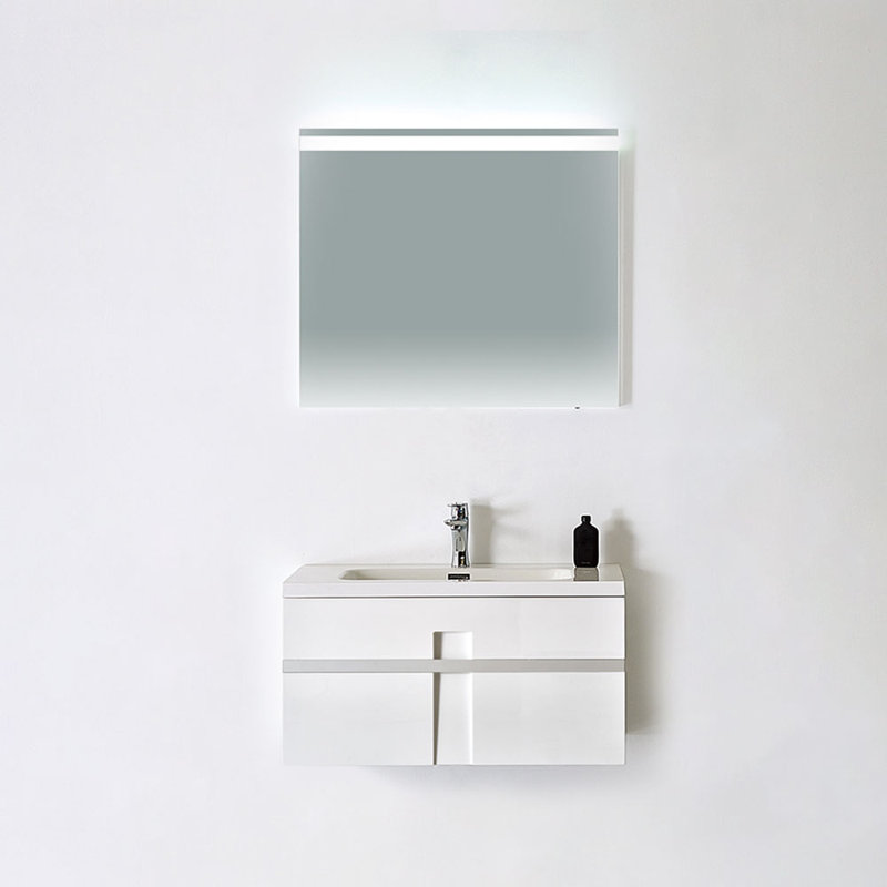 Ensemble de meuble-lavabo de salle de bain simple fixé au mur 32 po avec miroir Antonetta