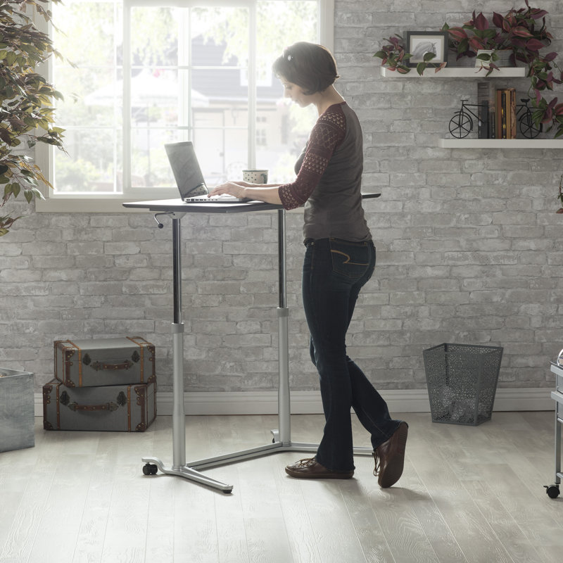 Crandell Adjustable Metal Base Standing Desk, Black/Silver