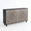 Buffet Boho Farmhouse avec portes sculptées Mandala 3D, blanc et taupe-133701375