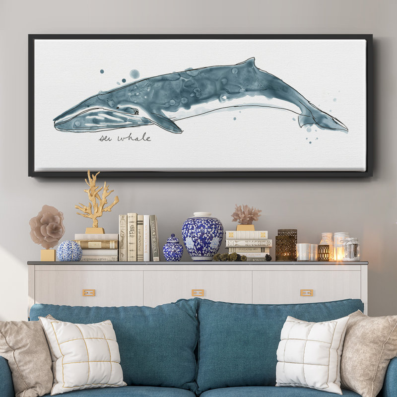 Baleine I - toile encadrée, H 24 po x l 60 po