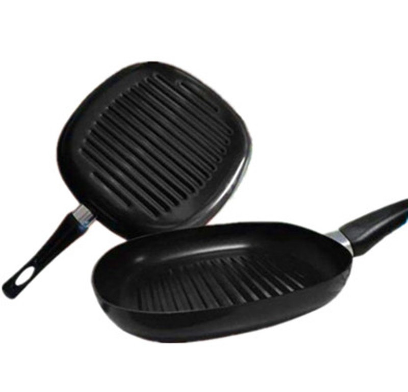 Gourmet Chef 10'' Black Non-Stick Aluminum Grill Pan