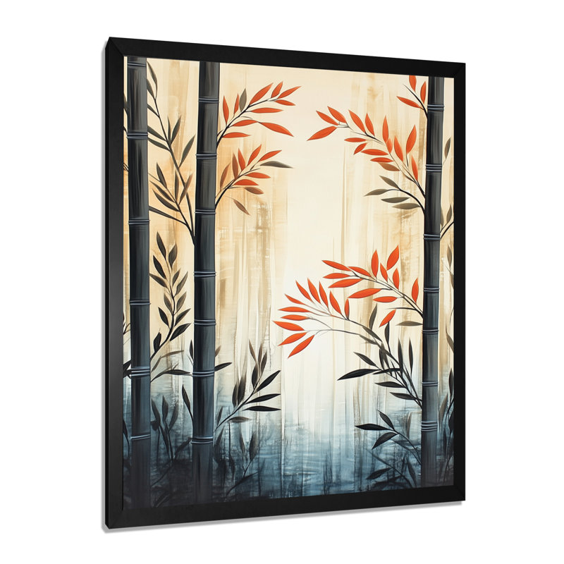 Bambou dans le calme I - Tableau encadré noir de style Japandi, H 20 po x l 12 po, Black Picture Framed