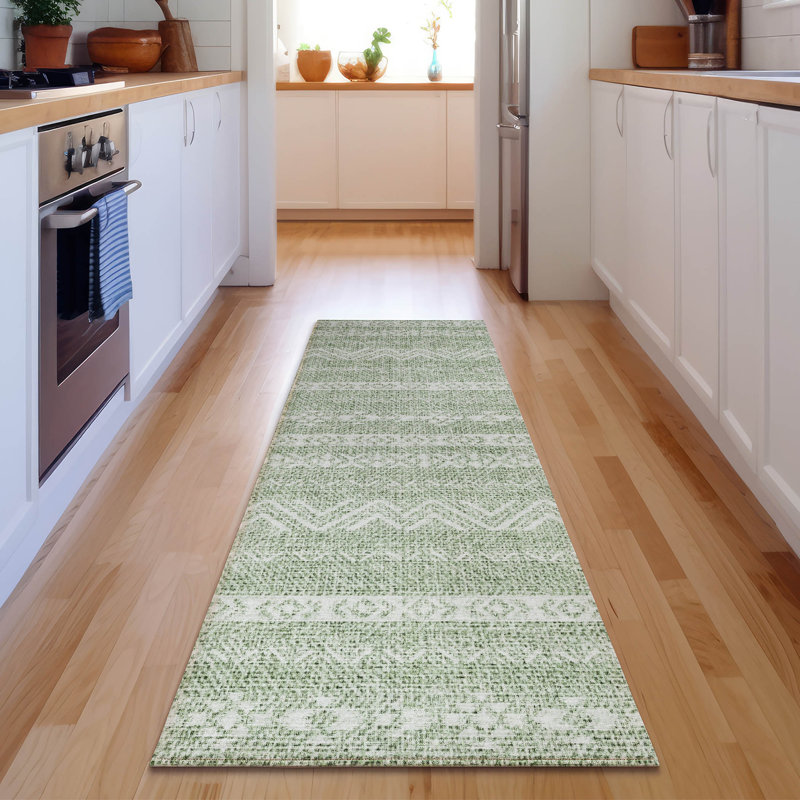 Premium Machine Washable Prisco Aloe Rug, Runner 2'3" x 7'6"
