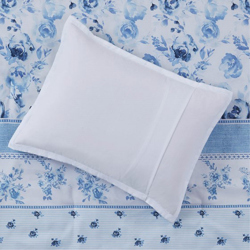 Full/Queen Floral Striped Comforter Set