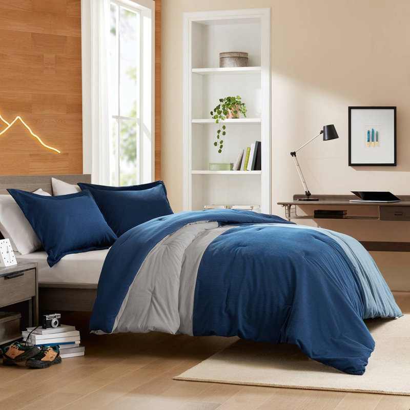3 Pieces Full/Queen Comforter Set,Blue, Full/Queen Sheet Set + 2 Additional Pieces, Blue