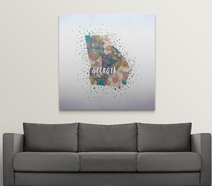 « georgia state fleur (cherokee rose) », impression, H 35 po x l 35 po x P 1,5 po, Toile
