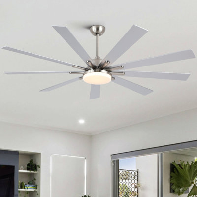 Ventilateur de plafond intelligent 72 po Nickel brossé avec télécommande