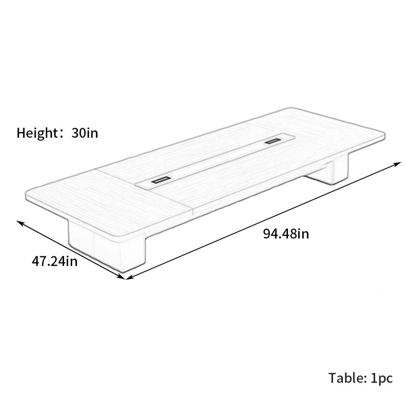 Table de conférence moderne et luxueuse, H 30 po x L 94,48 po x l 47,24 po