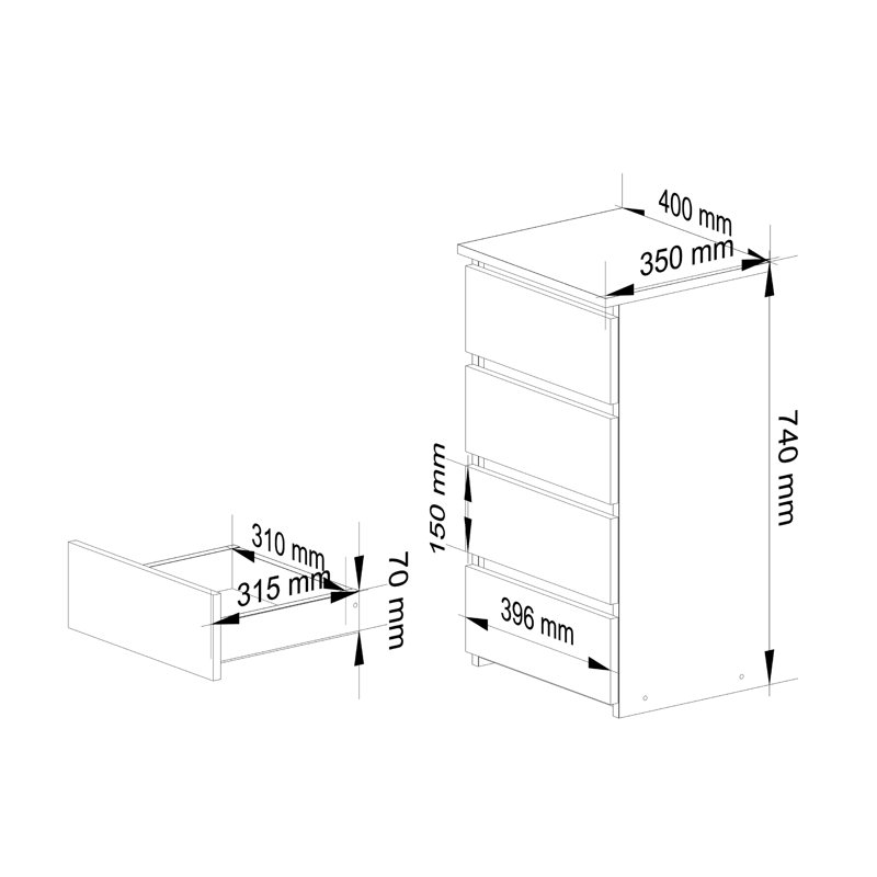 Gelincik Particle Board Rectangle Storage Unit Accent Chest