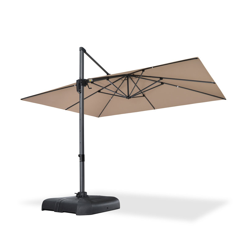 Parasol incurvé rectangulaire ajustable avec base Bennit, Taupe