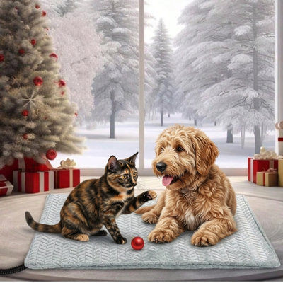 Coussin chauffant portatif pour animaux de compagnie pour chiens et chats - Température réglable, minuterie, cordon résistant à la mastication, tapis chauffant d'intérieur à arrêt automatique