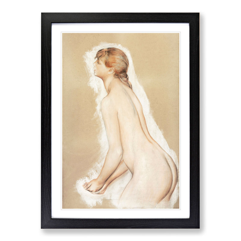 Splashing Figure by Pierre-Auguste Renoir - Picture Frame Painting, 48cm H x 36cm W x 2cm D, Black