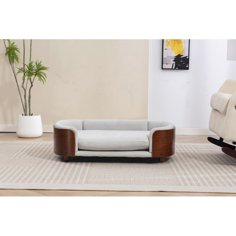 Canapé pour chien de style scandinave, Grand (H 11,02 po x l 38,58 po x P 26,77 po), Gris clair / Brun