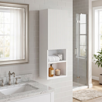 Rangement mural pour salle de bain simple blanc
