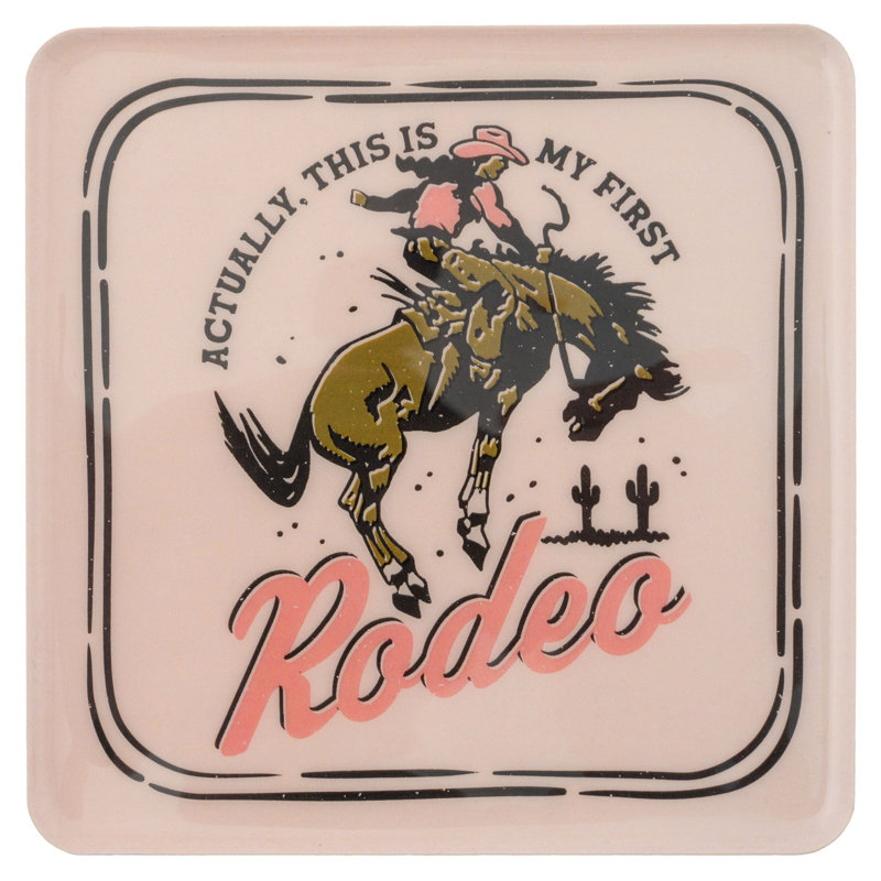 Enamel Trays Large Square Rodeo, Cream/Pink/Gray/Green, Rodeo
