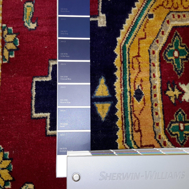 Oniskey Cotton Oriental Area Rug in Navy