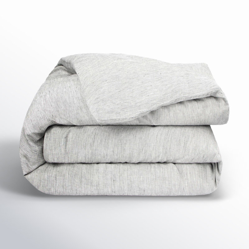 100% French Linen Duvet Cover, Shadow Pinstripe, Twin Duvet Cover