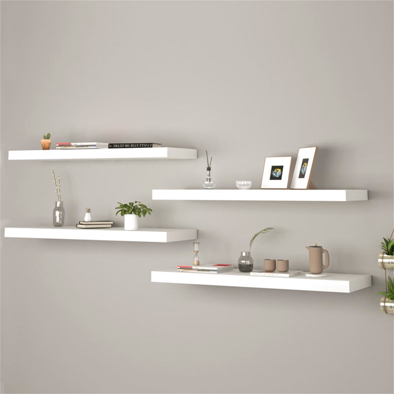 Jaiyah 4 Piece Floating Shelf, 3.8 cm H x 80 cm W x 23.5 cm D, White