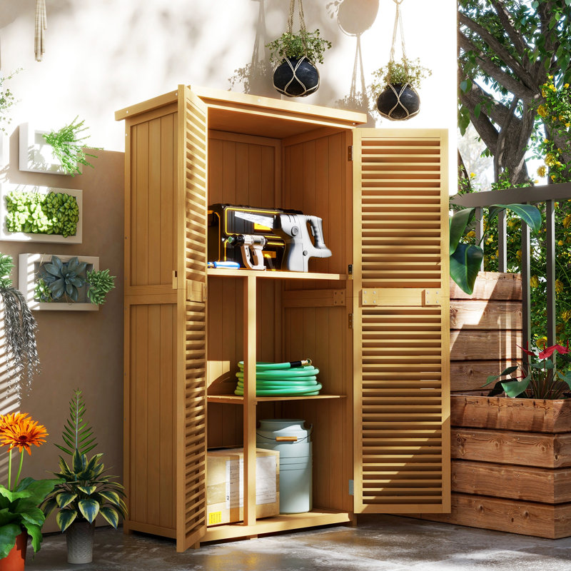 Remise extérieure en bois jaune de 5 pi x 3 pi avec toit en asphalte - fournit une solution fiable et de rangement pour vos outils de jardinage, et les portes verrouillées rendent la sécurité plus pratique