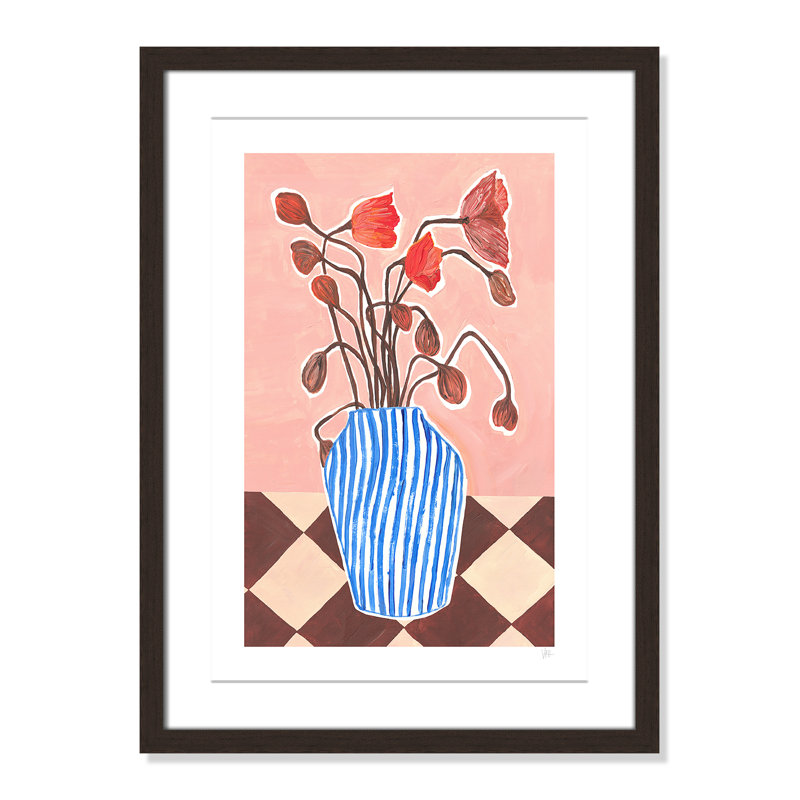 Poppies Print par Violets Print House, Noyer à grain ouvert, 17'' W x 23'' H, Imprimé mat