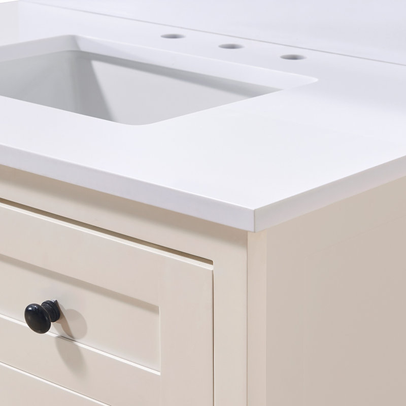37-Inch Snow White Composite Stone Vanity Top with Sink