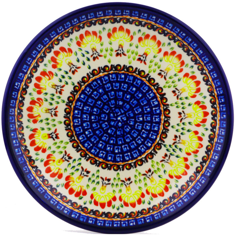 Blooming Red Polish Pottery 8" Plate