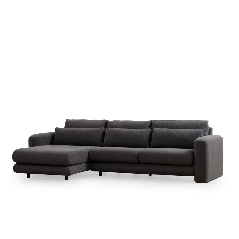 Stylish Corner Sofa with Beech Wood Frame & 100% Polyester Fabric, 114.2 x 65.0 x 28.7 inches | 28 DNS Soft Grey Foam Back Cushions | Portable Sitting & Back Cushions | Easy to Clean, Modern Design for Living Room