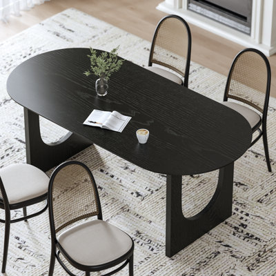 67" Soild Wood Dining Table with Oval Tabletop