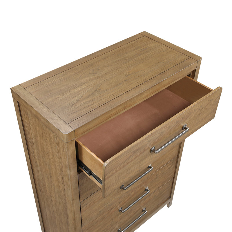 Commode de rangement 5 tiroirs brun clair