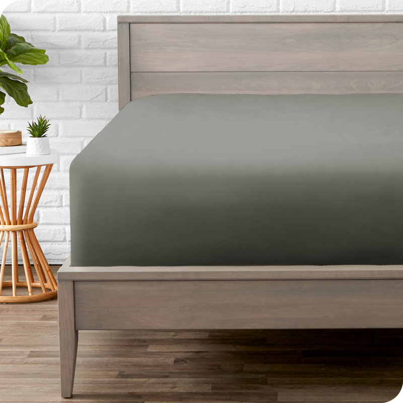 24" Extra Deep Pocket Microfiber Fitted Sheet, Gray, King Fitted Sheet