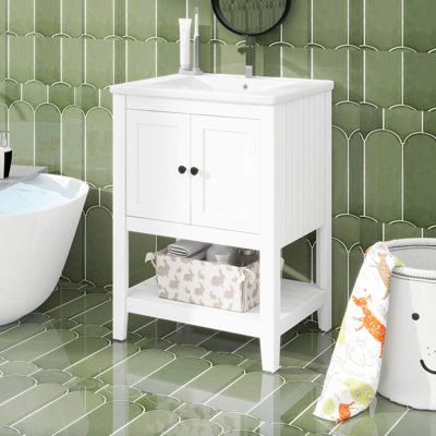 Meuble-lavabo moderne élégant pour la sérénité et le style, 24 po avec lavabo en céramique