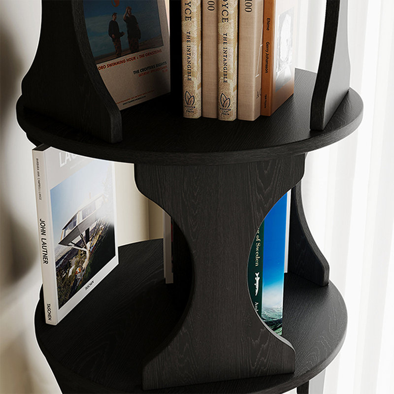 Black Modern Solid wood rotating bookshelf