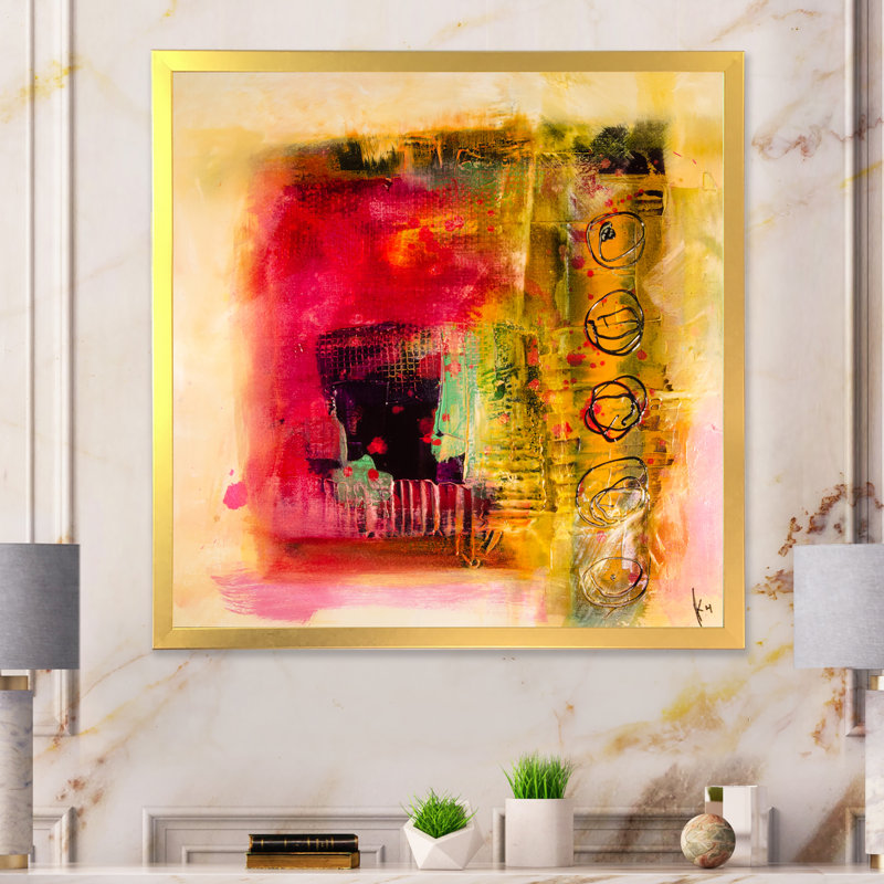 «Modern Energetic Color Dance X», reproduction de cadre photo sur toile, H 30 po x l 30 po x P 1 po, Cadre photo doré