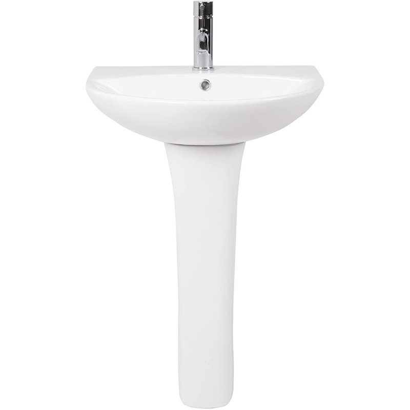 17 Stories Marcott 550mm L x 470mm W White Ceramic U-Shaped Sink with Overflow