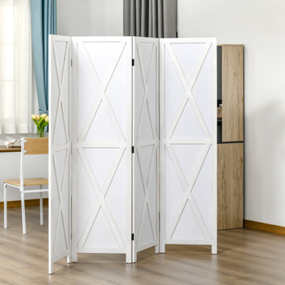 Phoebe 71.75'' W x 67'' H 4 - Panel Solid Wood Folding Room Divider