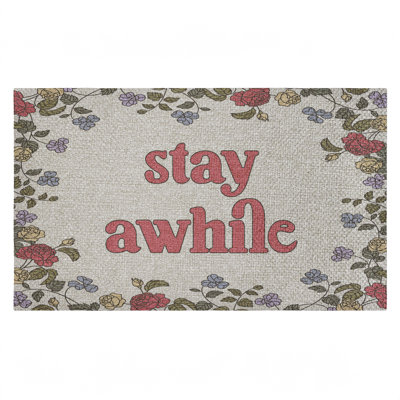 Tapis de porte extérieur Stay A Time Inviting Florals, design par Lil 'Rue, 18 po x 30 po