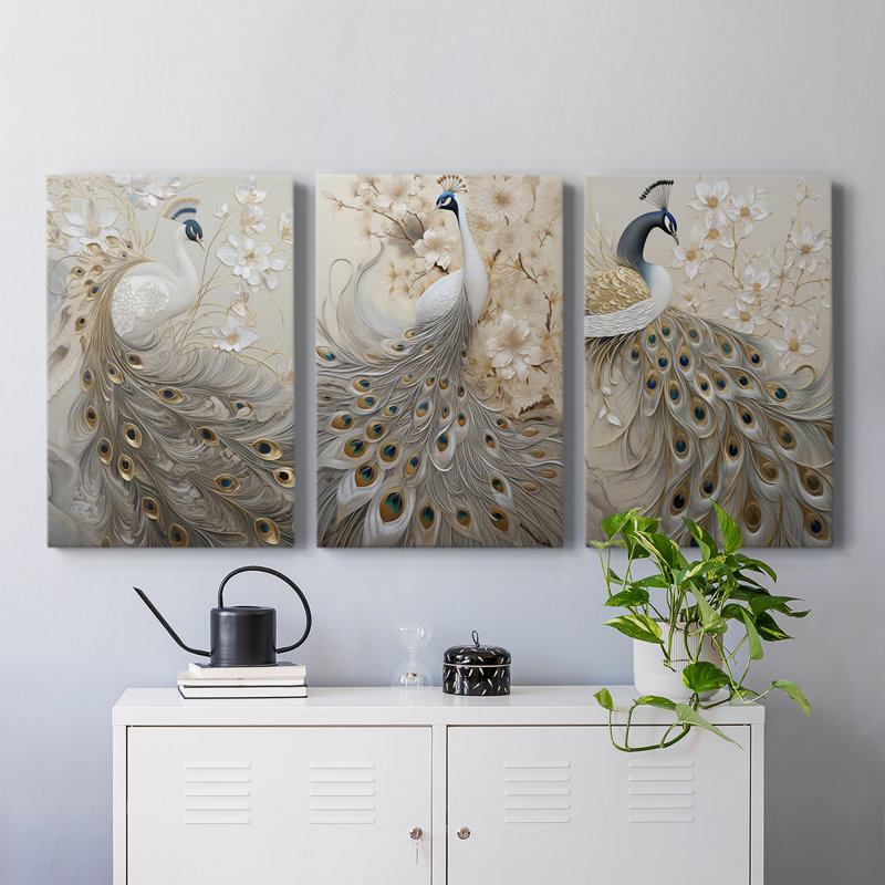 Peakcock  Series  LXXXI  -Premium Gallery Wrapped Canvas Set -Ready to Hang, 36" H x 24" W x 1.1657" D