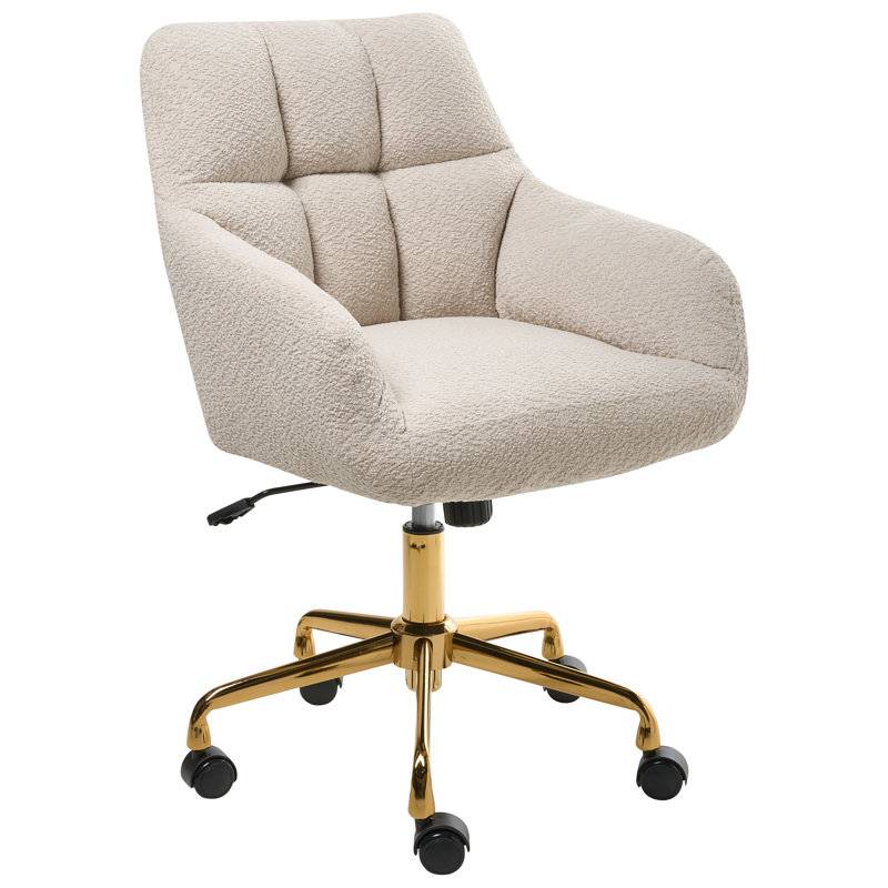 17 Stories Velvet Office Chair, Beige