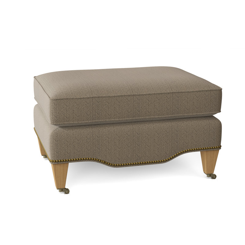 Gideon Ottoman, Venice Linen, Amber, Antique Brass Small