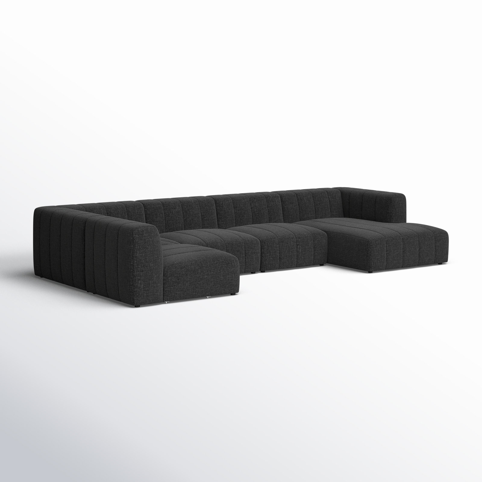 Bowry Modular Sectional, Right Hand Facing, Saxon Charcoal Polyester Blend