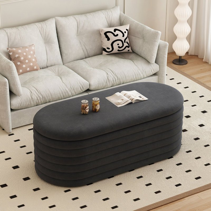 Rangement rembourré noir de 40 pouces - Banc en tissu pour la chambre à coucher, le salon, rehaussant l'apparence de la pièce